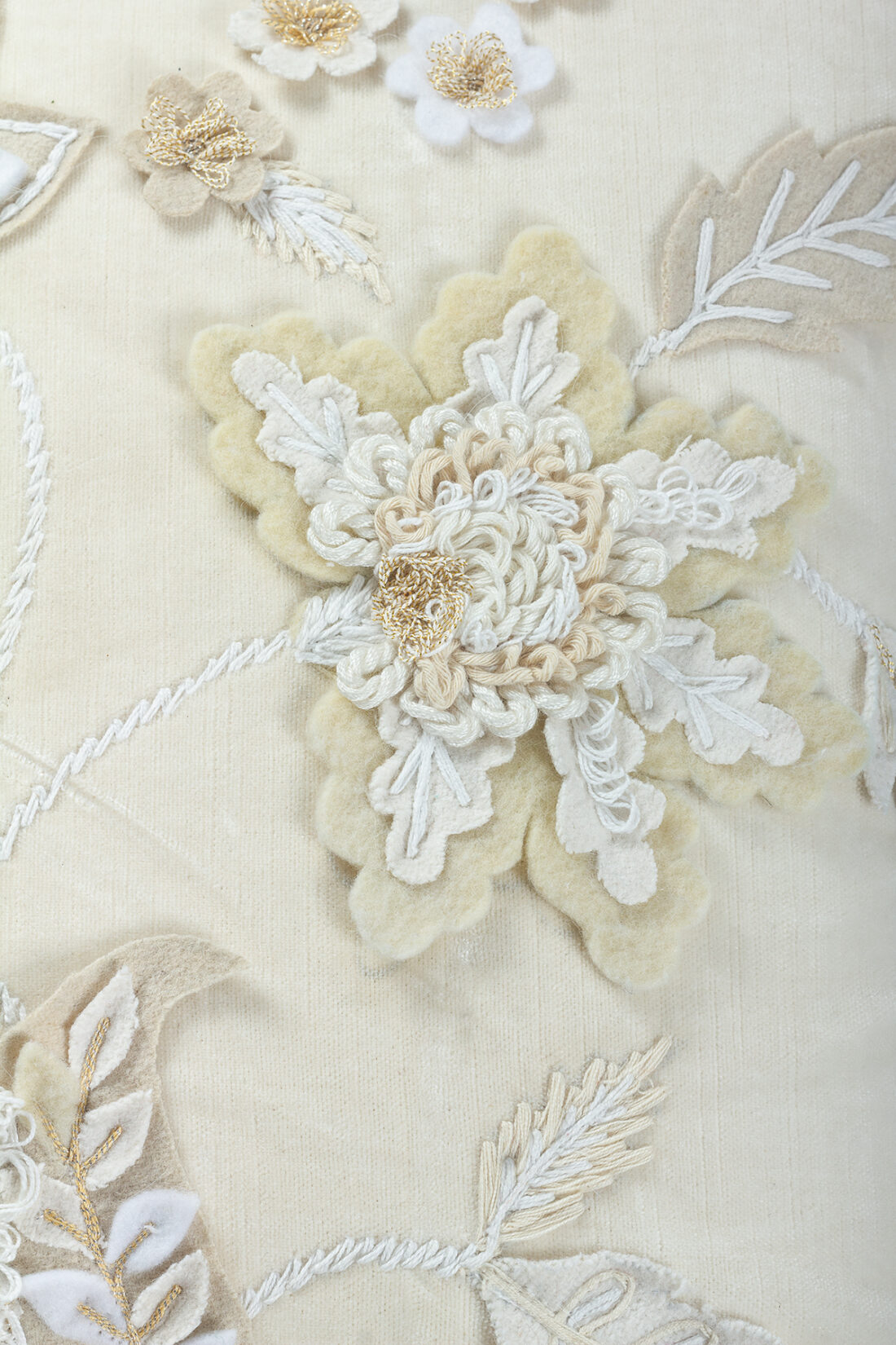 Monochrome velvet floral bunch cushion
